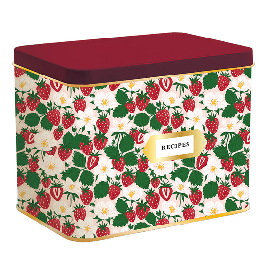 Strawberry Patch Tin Recipe Box