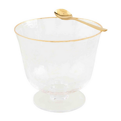 Gold Edge Glass Pedestal Trifle Bowl Set