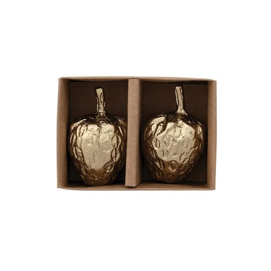 Gold Strawberry Salt & Pepper Shakers